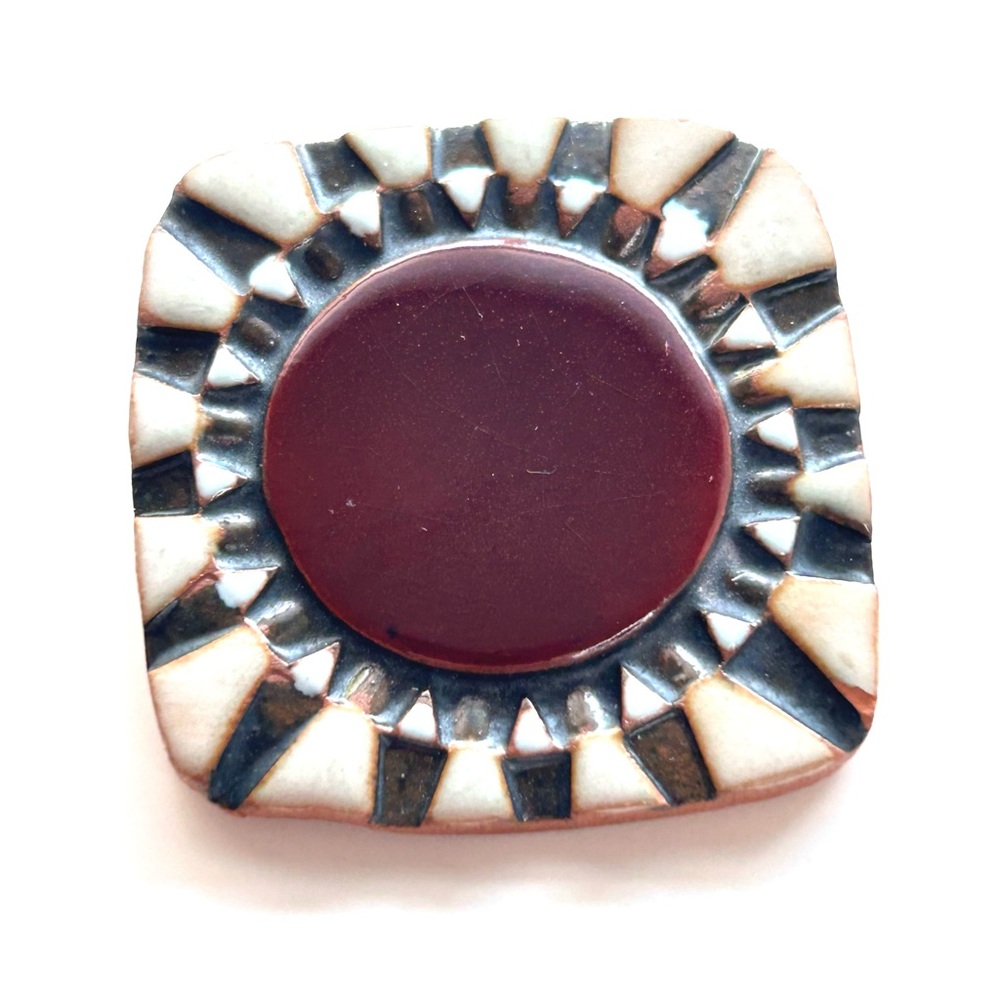Geometric Ceramic Tile Brooch Pin - Picture 4 of 5